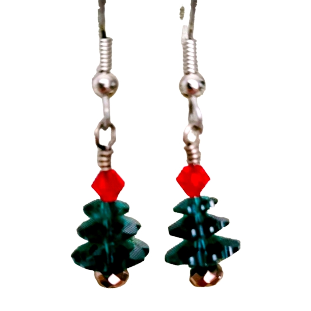 Handmade Swarovski Christmas tree earrings